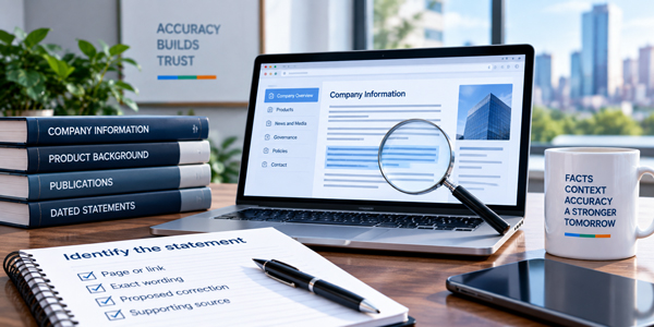 Identifying corporate information for correction and review