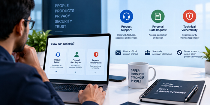 Purpose-specific security privacy and product support reporting